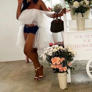 Custom made white exaggerated puffy top